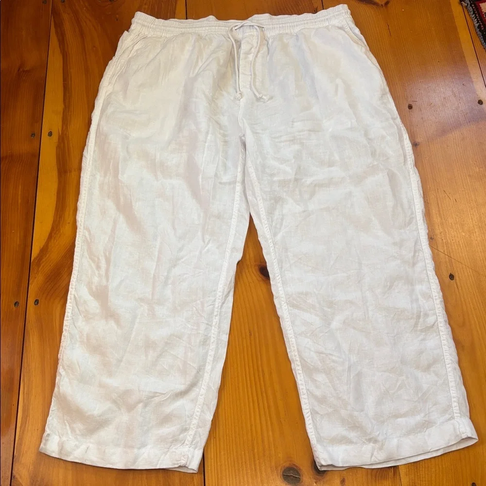 VILEBREQUIN 5X White Pacha Wide-Leg 100% Linen Drawstring Trousers